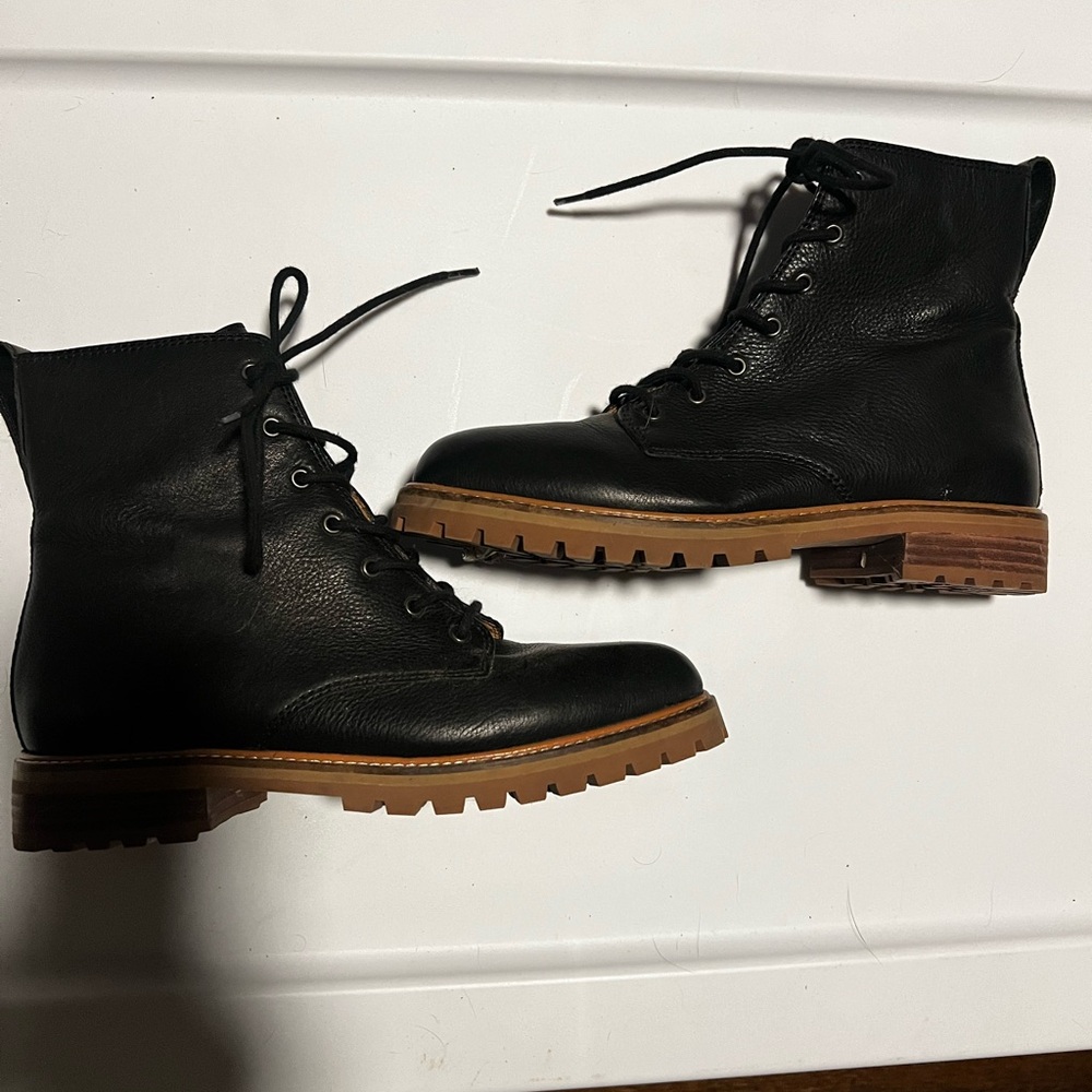 Madewell Black Leather Lace Up Boots 6.5